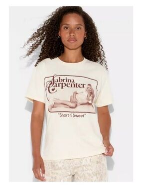 Sabrina Carpenter Cream Short n Sweet Graphic Short-Sleeve Tee